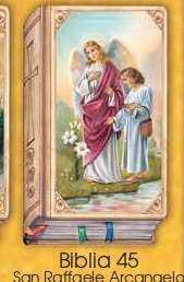 イタリア　紙カード金箔押　聖書型　紙裏白　ご絵　CRBibLia45  守護の天使　１２．５×７．５センチ　高級紙裏白