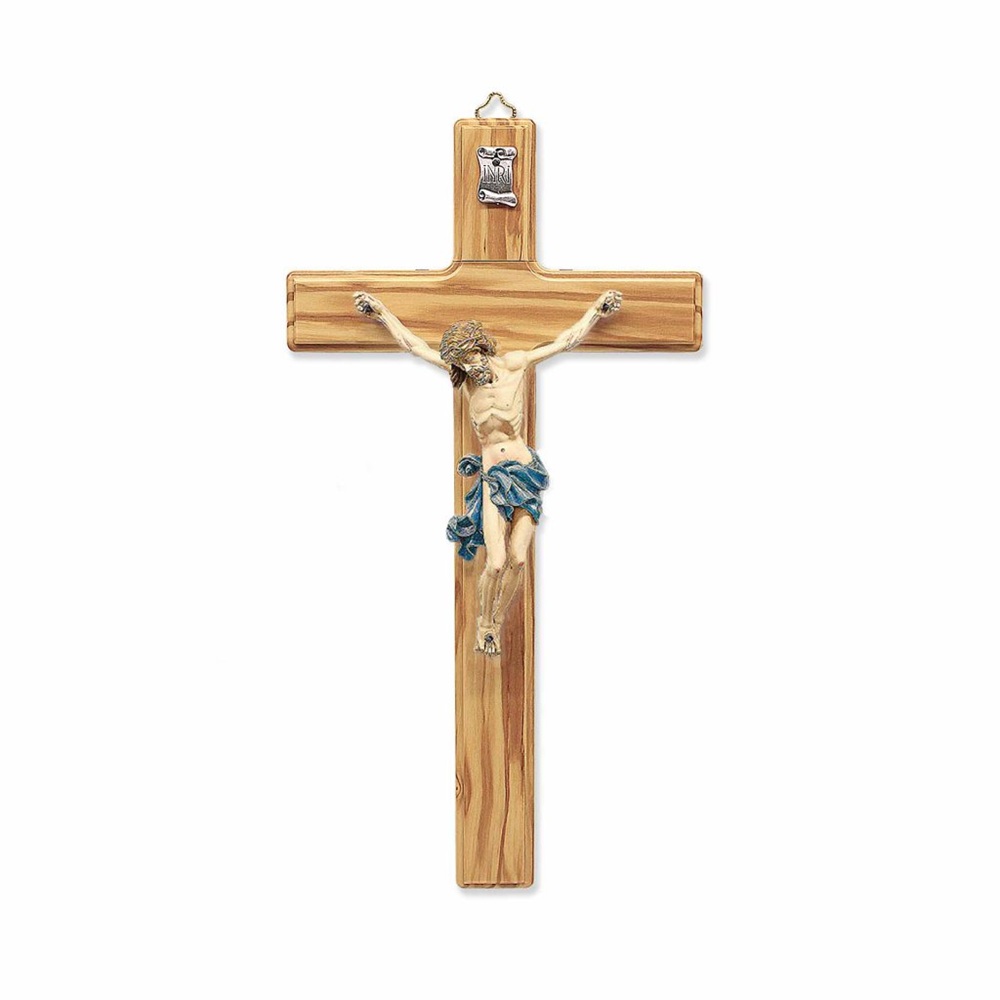 イタリア　LALCL198B　壁掛け　大３１センチ　オリーブクロス　イエス青