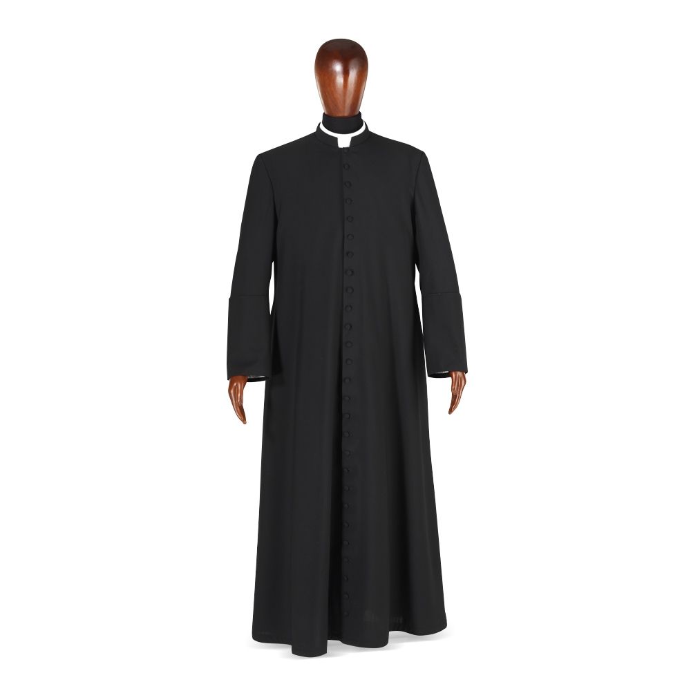 返品不可　教会住所または寄進者宅のみお届け　イタリア  DESTA社　聖職者カソック　L     LL   XL(3L)　サイズ　ファイン ポリエステル バチカン カソック - Art.1010  NERO 黒　ブラック