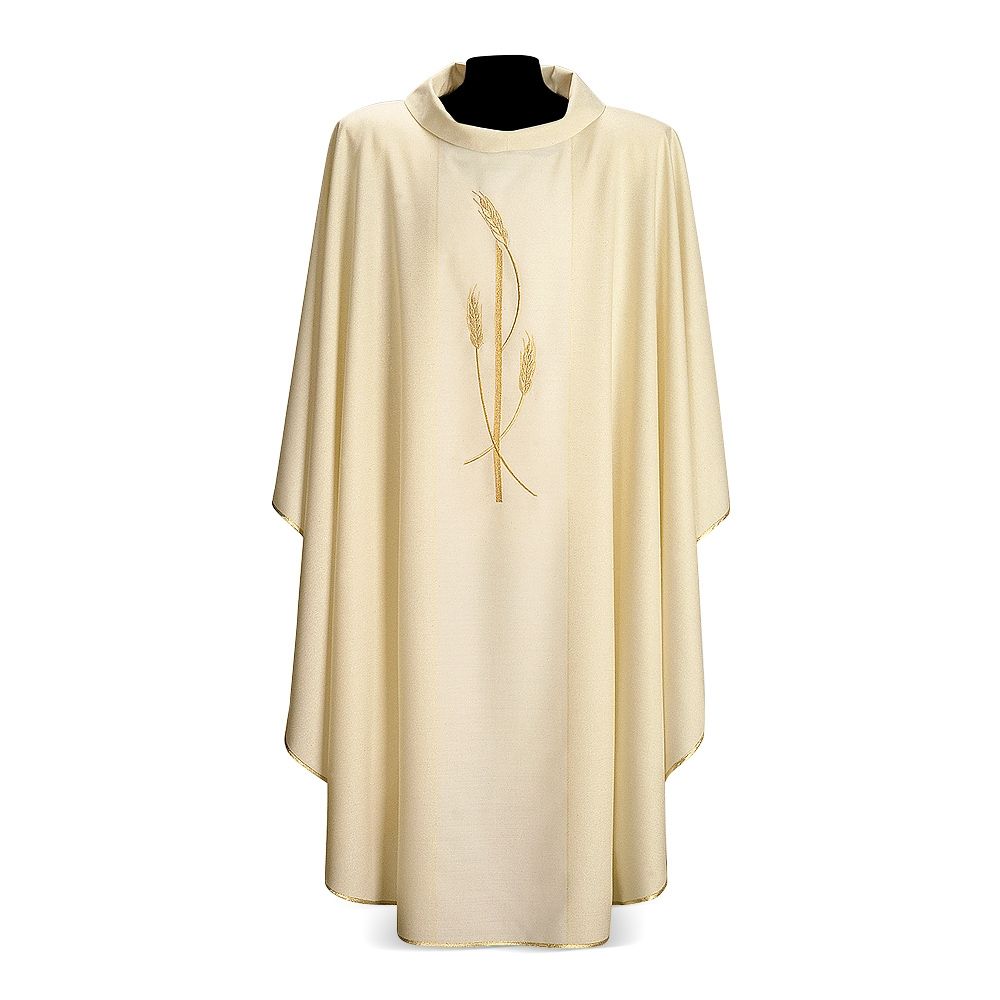 教会住所または寄進者宅のみお届け　イタリア  DESTA社 ラメ糸ウールブレンド  Chasuble 45 カズラ　 ホワイト
