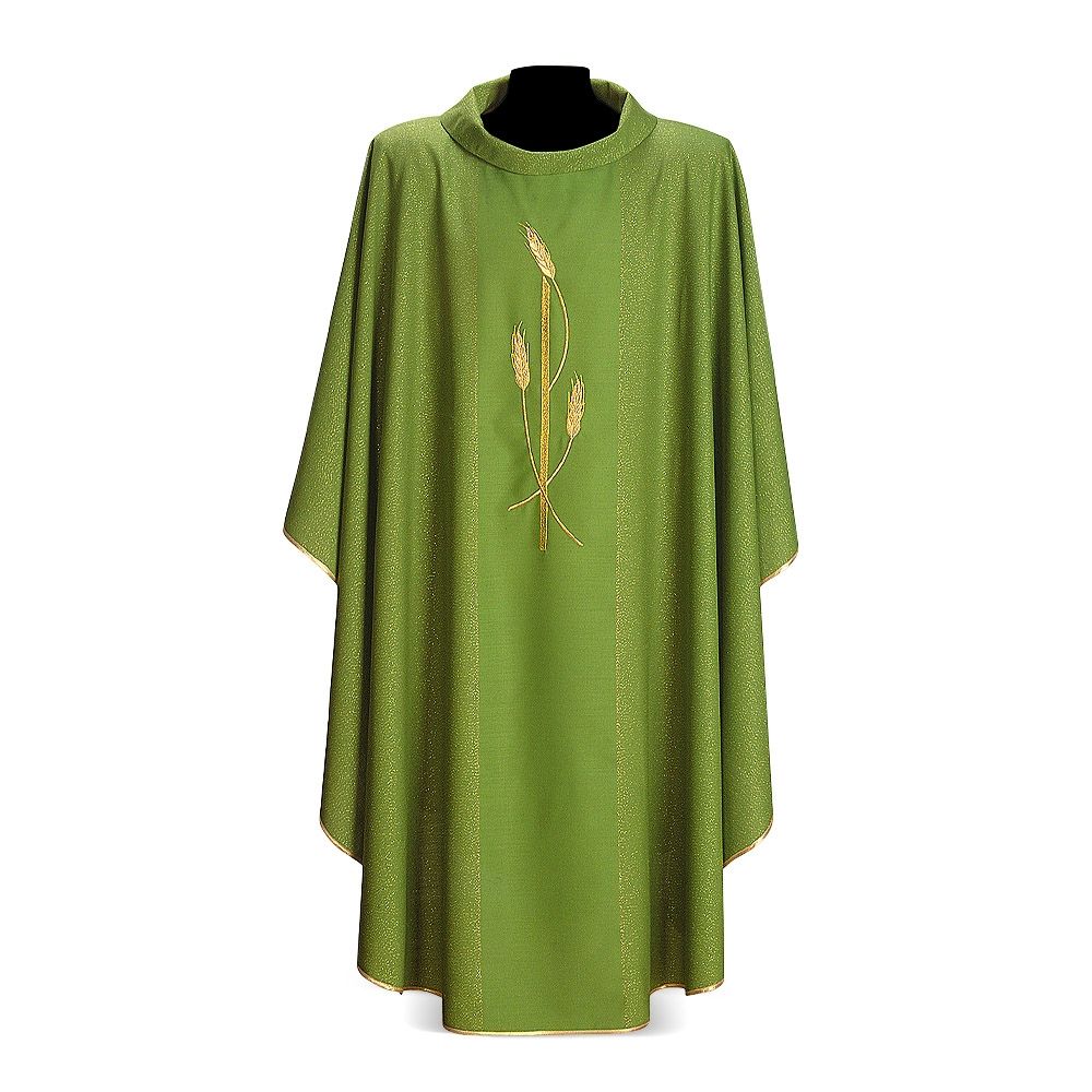 教会住所または寄進者宅のみお届け　イタリア  DESTA社 ラメ糸ウールブレンド  Chasuble 45 カズラ　緑
