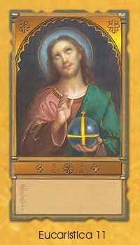 イタリア　紙カード金箔押ご絵　CREUCA011　世界の祝福イエス　１０７mm×６０ｍｍ　裏白