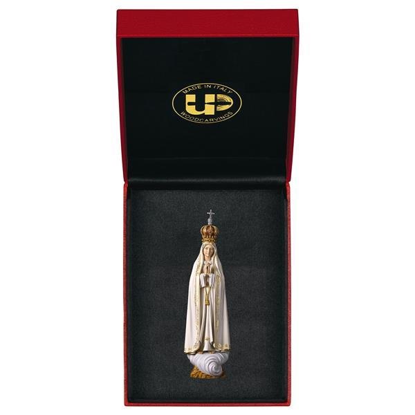 ULPE WOOD ART　イタリア　木彫  王冠のファティマの聖母　９センチ　ケース付き　OUR LADY OF FÁTIMA CAPELINHA WITH CROWN + CASE　 UP070000E9