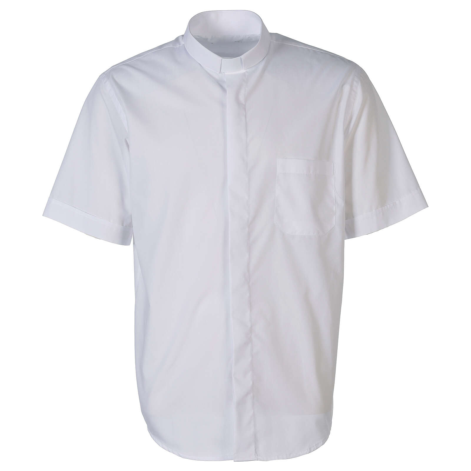 教会住所または寄進者宅のみお届け　聖職者事務服　GALANT　39  40  41  42  43  44  45  白のコットン混紡 ショートスリーブ シャツ In Primis