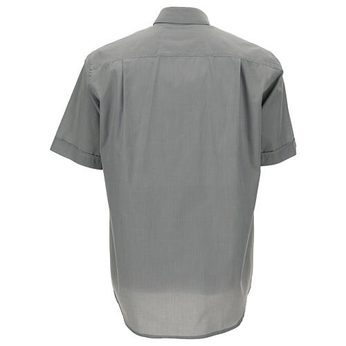 教会住所または寄進者宅のみお届け　聖職者事務服　GALANT　39  40  41  42  43  44  45  グレーのコットン混紡 ショートスリーブ シャツ In Primis