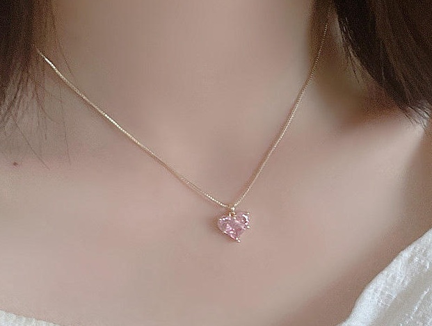 ペンダント　ROARH2895　ピンクピーチハートドロップペンダント　ピアス　ゴールド　チェーン　４０センチ