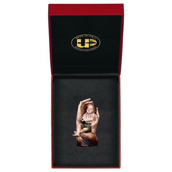 ULPE WOOD ART　イタリア　木彫   守りの手の中の男の子　６センチ　PROTECTIVE HANDS BOY + CASE  UP381000E6B