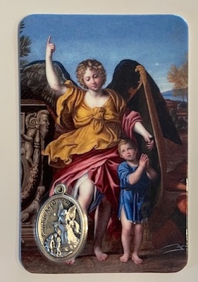 転売禁止 ATSITALIA 　メダイ付きカード　英語　守護の天使　6983　 メダルがラミネートされた祈りのカード　 prayer card with medal