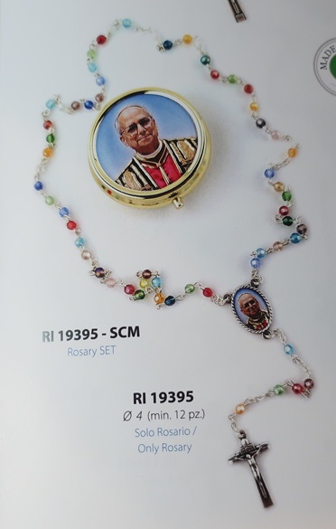 一般不可　転売不可　イタリア　教皇レオ１４世　LALRI19395-SCM 　４ミリカラー珠　金ホスチアケースにもなるケース入り　ロザリオ