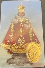 イタリア　プラ板金箔押ご絵　CRRCC34　サントニーニョ　84mm×５５ｍｍ　裏面英語の祈り