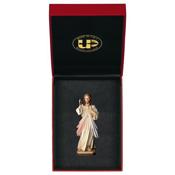 ULPE WOOD ART　イタリア　木彫　いつくしみ（慈しみ）のイエス　７．５センチ　ケース付き　JESUS DIVINE MERCI + CASEUP274000E75
