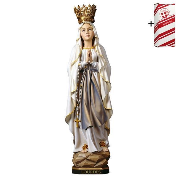 ULPE WOOD ART　イタリア　木彫　王冠のルルドの聖母　１３センチ　OUR LADY OF LOURDES WITH CROWN + GIFT BOX UP065100B13