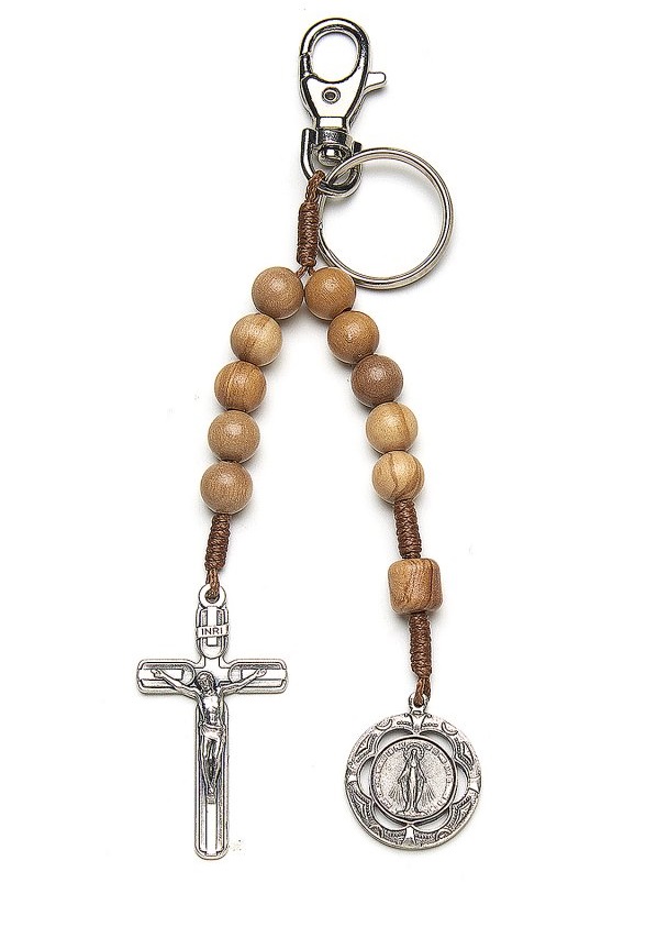 イタリア　 LALPC257　10mmオリーブ１連ロザリオ　ティナ－タイプ　無原罪の聖母　クロス