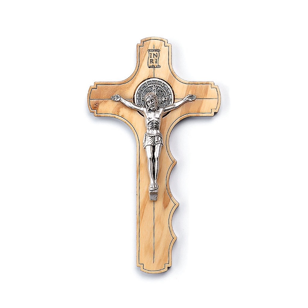 一般不可　転売不可　イタリア　 LALPG374UL　聖ベネディクト　手握り用　木製デザインクロス　オリーブ　Cross, St. Benedict, olive, hand dyed + box　1０x6