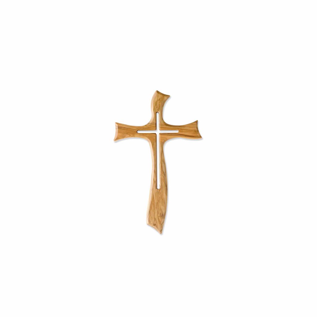 イタリア　LALPG416　オリーブクロス　４８センチ　Stylized Cross in olive wood cm. 48x28