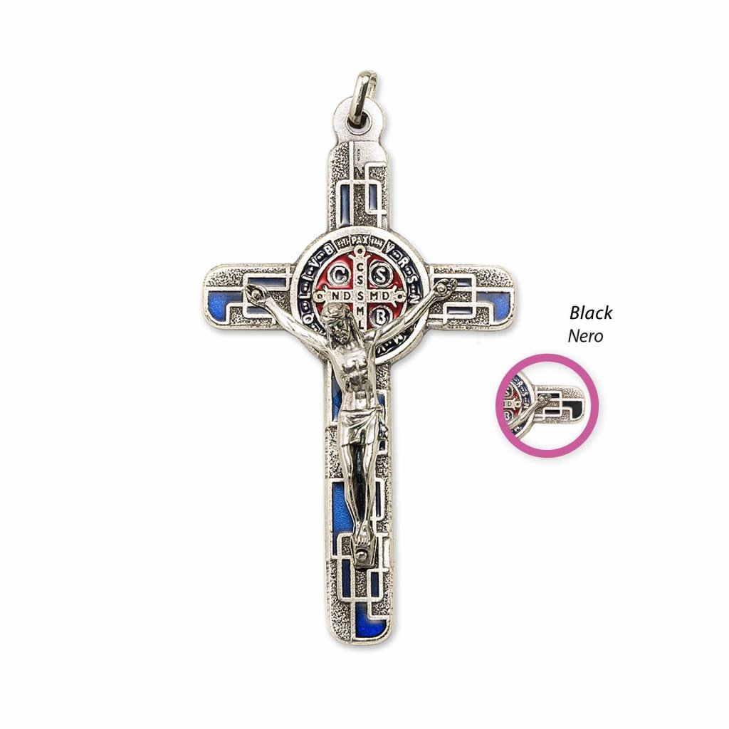 一般不可　転売不可　イタリア　 LALPG611SBBLU　聖ベネディクトクロス  青銀　Saint Benedict Cross in golden metal vin.+box cm. 7,5x4,5