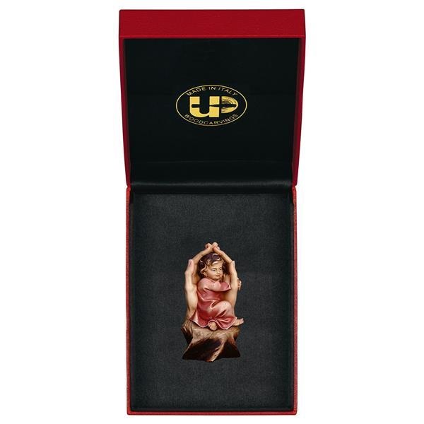 ULPE WOOD ART　イタリア　木彫   守りの手の中の女の子　６センチ　PROTECTIVE HANDS GIRL + CASE  UP380000E6G