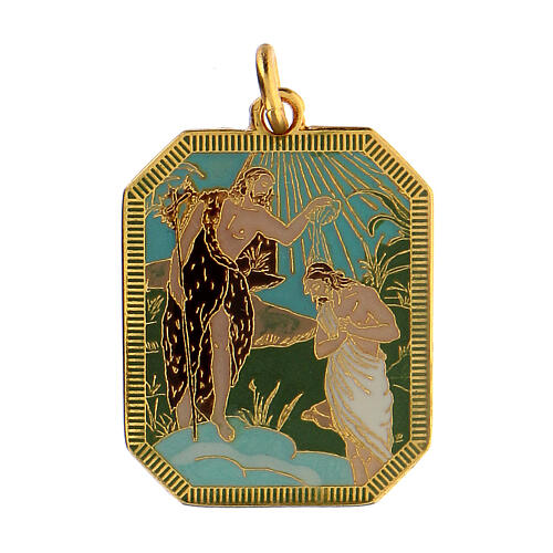 イタリア　ペンダントヘッド　PT005112　エナメル加工のザマックペンダント、イエスの洗礼　 Enamelled zamak pendant, Baptism of Jesus