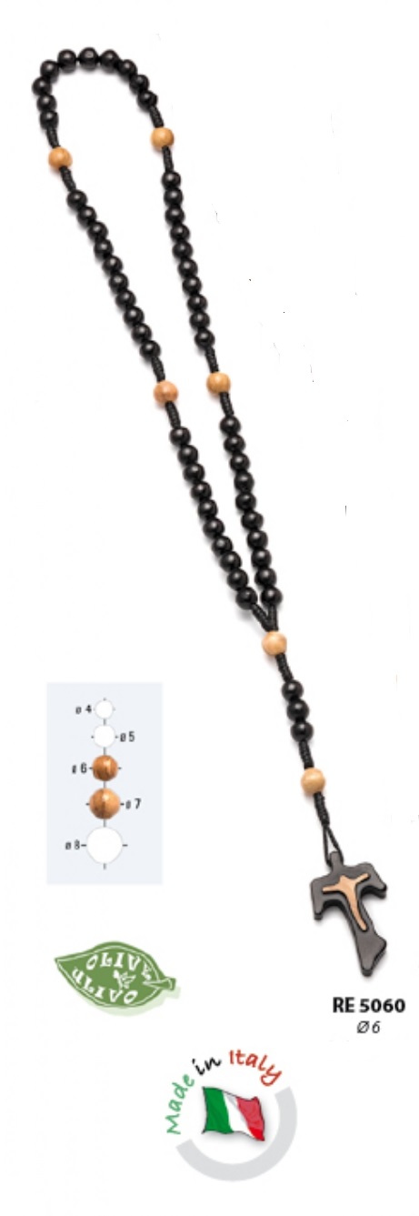 イタリア　 LALRE5060　オリーブ６ミリ珠　フランシスコ　タウ　ロザリオ