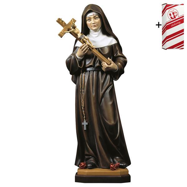ULPE WOOD ART　イタリア　木彫　聖リタ　十字架 １２センチ　ST. RITA OF CASCIA WITH CRUCIFIX + GIFT BOX UP235101B12