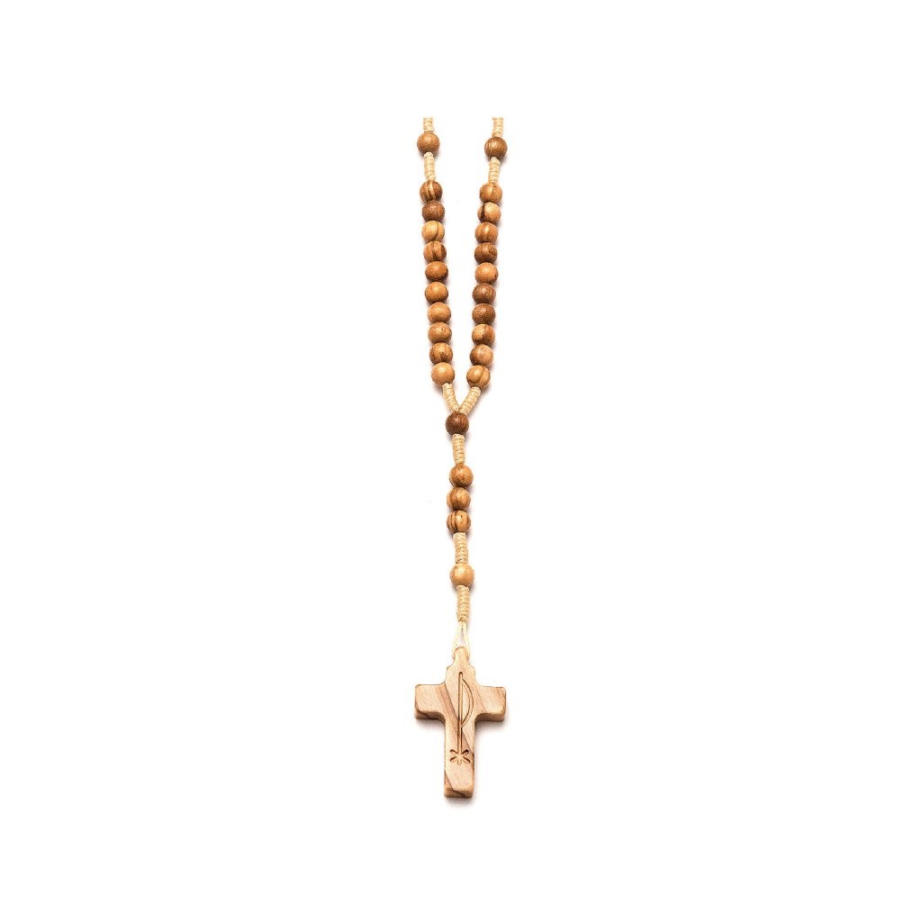 イタリア　 LALRL310   オリーブ　６ミリロザリオ    Rosary in smooth, oval olive wood with cord binding, size  6 mm.