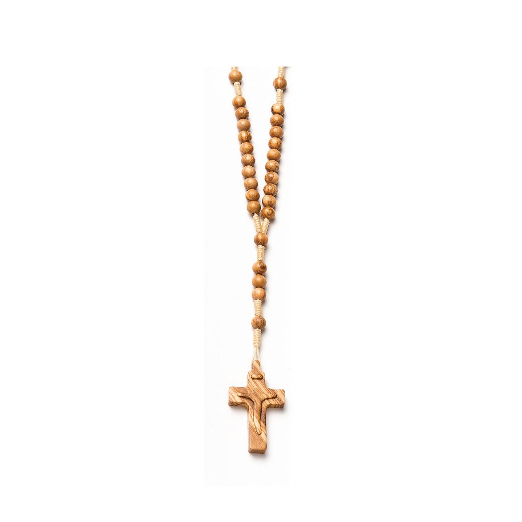 イタリア　 LALRL310CH 　  オープントップオリーブ　６ミリロザリオ  Rosary in rounded, olive wood, with binding, size mm. 6 + snap-hook