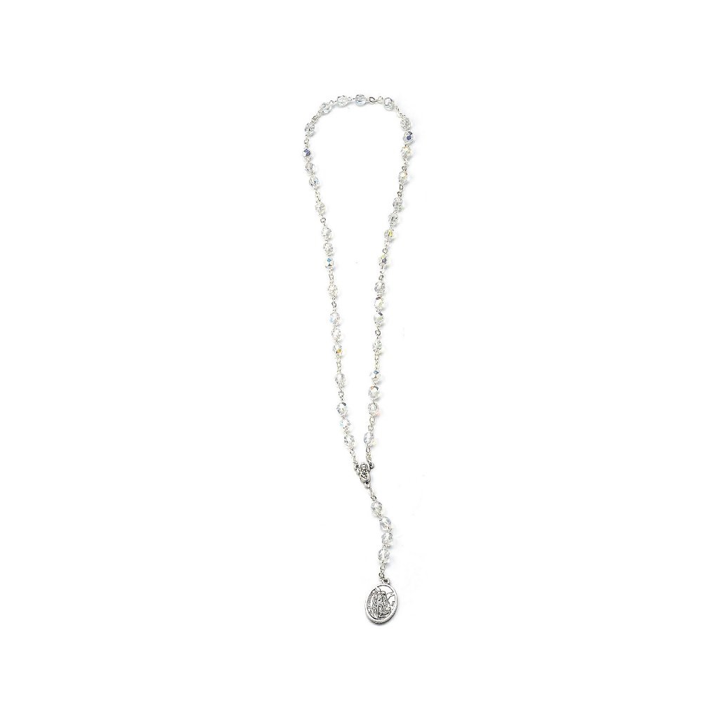 イタリア　LALRL753C　守護の天使チャプレットロザリオ　Rosary 　crystal with hand binding  6 mm.+card
