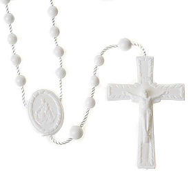 イタリア　RO008008　ナイロン白５連ロザリオ　White nylon rosary