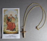 ペンダント　ROP015　イタリア語十戒ご絵カードつき　ペンダント　金色　クロス３０ｍｍ×１８ｍｍ　チェーン４０センチ