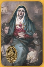 イタリア　プラ板金箔押ご絵　CRRCC150   聖母の７つの祈りチャプレット　 84mm×５５ｍｍ　裏面英語の祈り