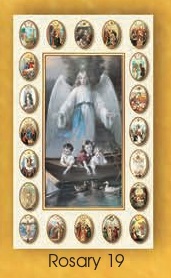 イタリア　紙カード金箔エンボス加工　ロザリオ連願ご絵　CRROSA19　守護の天使　１２．５×７．５センチ　高級紙裏白