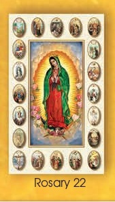 イタリア　紙カード金箔エンボス加工　ロザリオ連願ご絵　CRROSA22　グアタルーペの聖母　１２．５×７．５センチ　高級紙裏白