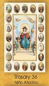 イタリア　紙カード金箔エンボス加工　ロザリオ連願ご絵　CRROSA36   アトーチャのニノ　１２．５×７．５センチ　高級紙裏白