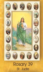 イタリア　紙カード金箔エンボス加工　ロザリオ連願ご絵　CRROSA39   聖ユダ　１２．５×７．５センチ　高級紙裏白