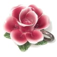 ネコポス/便不可　　　イタリア　陶花  キャンドルホルダ ローズ 薔薇