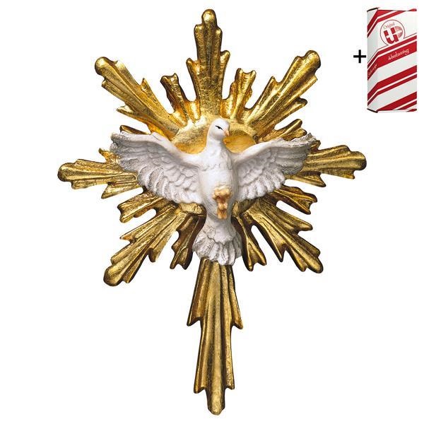 ULPE WOOD ART　イタリア　木彫　精霊ハロー　８センチ（８×７センチ）HOLY SPIRIT WITH HALO LONG + CASE　UP251000E8