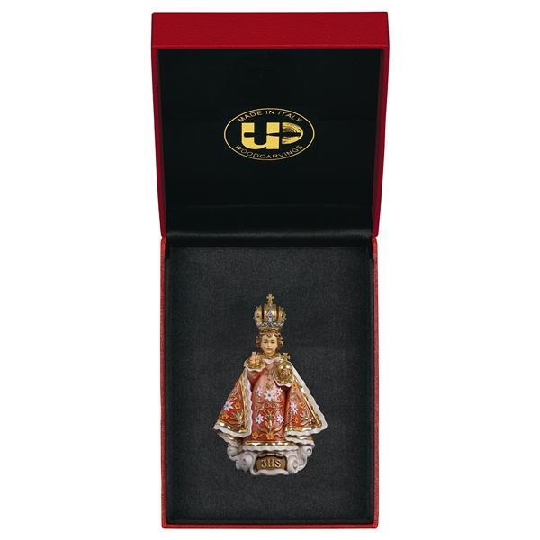 ULPE WOOD ART　イタリア　木彫  プラハの聖幼子　プラハのサントニーニョ　７センチ　INFANT OF PRAGUE + CASE　赤オレンジ　７センチ　ケース付き　　UP273000E7R