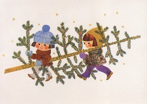 ポストカード アート クリスマス ショーティ「ツリーを運ぶ」105×148mm 2026新作