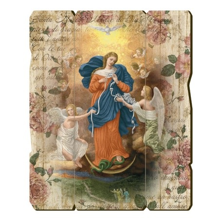 FRATELLI BONELLA　イタリア　壁掛板絵　FBVINT1-906　結び目を解く聖母　木製パネル壁掛　２４センチ×１９センチ　厚み０．８センチ　