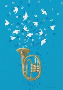 ポストカード 山田和明「しあわせの詩」105×150mm 絵本作家 楽器 イラスト 2026新作