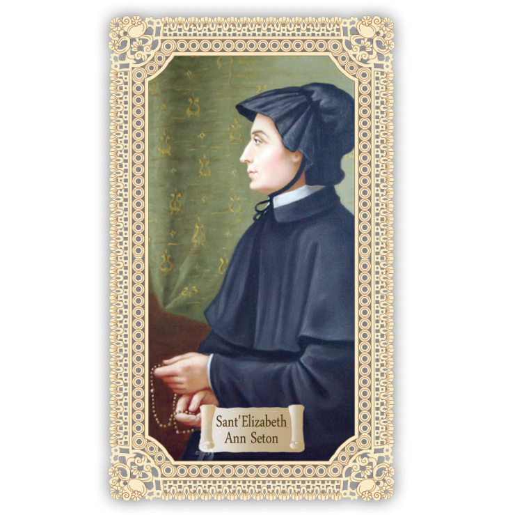 Officina D'Arte Torre　飾りレース紙ご絵　聖エリザベスアンセトン　Elizabeth Ann Seton  OAT286 イタリア語祈りカード　