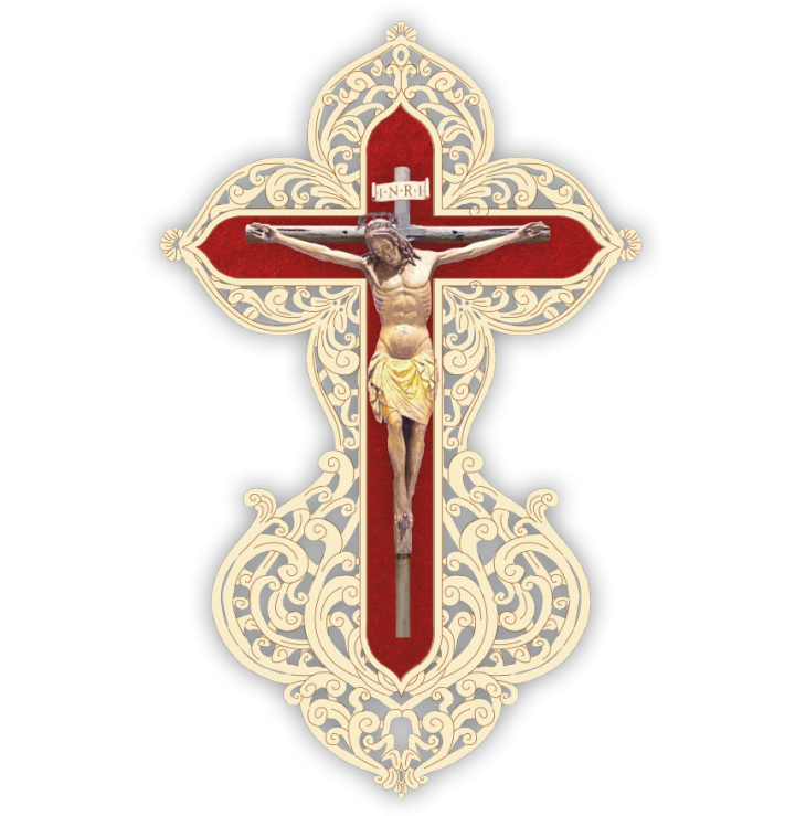 Officina D'Arte Torre　飾りレース紙ご絵　サンマルチェロの十字架 Crocifisso Di San Marcello　 OAT304　イタリア語祈りカード　