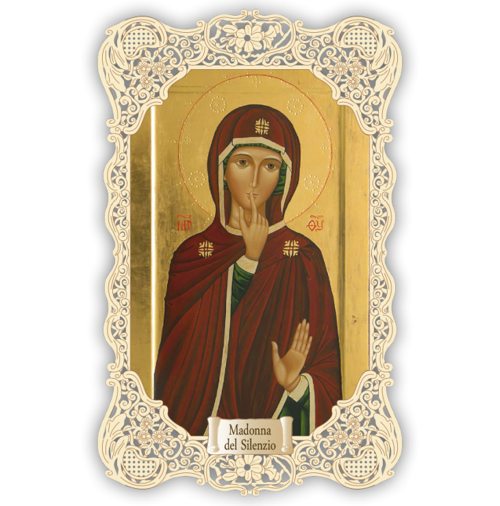 Officina D'Arte Torre　飾りレース紙ご絵　静寂の聖母　Madonna Del Silenzio　 OAT306　イタリア語祈りカード　