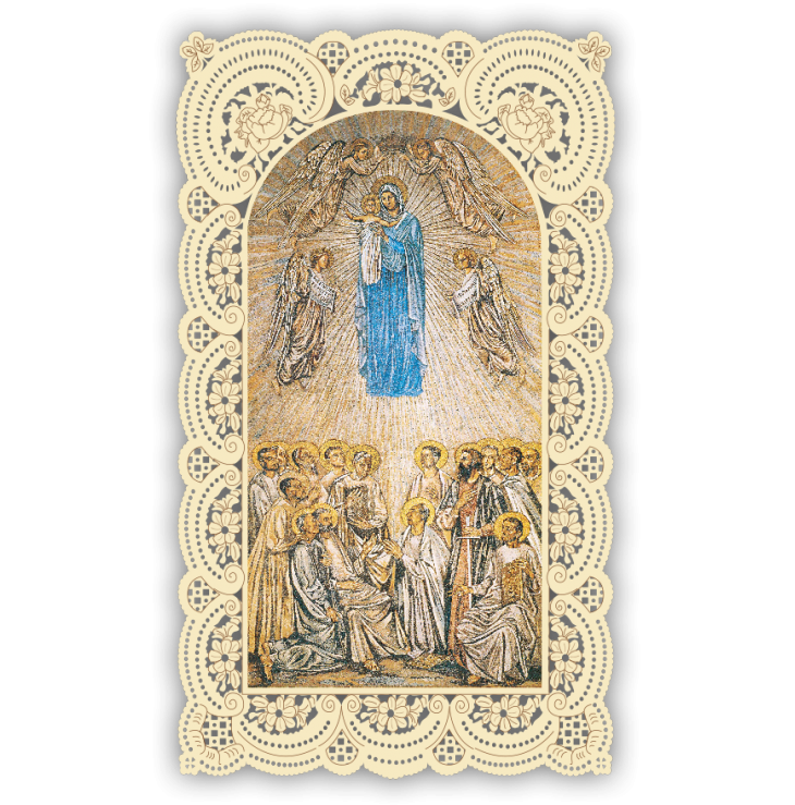 Officina D'Arte Torre　飾りレース紙ご絵　使徒のメアリー　使徒のマリアレジーナ　Maria Regina Degli Apostoli　 OAT314　イタリア語祈りカード　