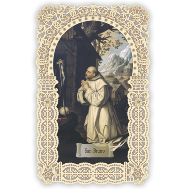 Officina D'Arte Torre　飾りレース紙ご絵  St. Bruno C.　ブルーノ　Bruno　OAT125　イタリア語祈りカード　