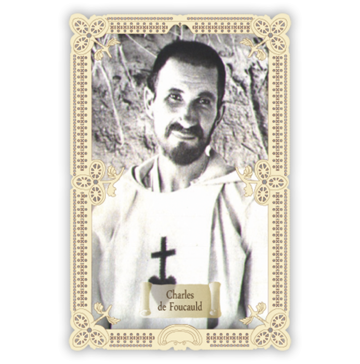 Officina D'Arte Torre　飾りレース紙ご絵　福者　シャルル・ド・フーコールド Charles De Foucauld　OAT077　イタリア語祈りカード　