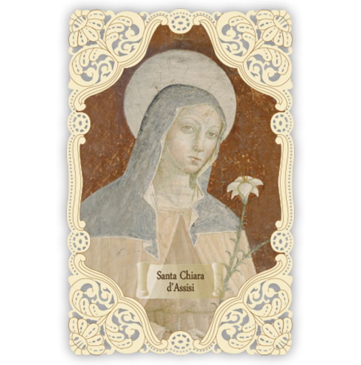 Officina D'Arte Torre　飾りレース紙ご絵  アッシジの聖キアラ  Chiara D'Assisi  OAT249 イタリア語祈りカード　