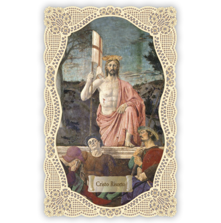 Officina D'Arte Torre　飾りレース紙ご絵  復活　Cristo Risorto　OAT128　イタリア語祈りカード　