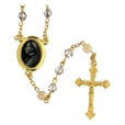 ロザリオ　ファティマ１９　教皇ベネディクト１５世ロザリオ　Devotional rosaries Pope Benedict XV rosary with gray diamond glass beads 6 mm - Faith Collection 19/47