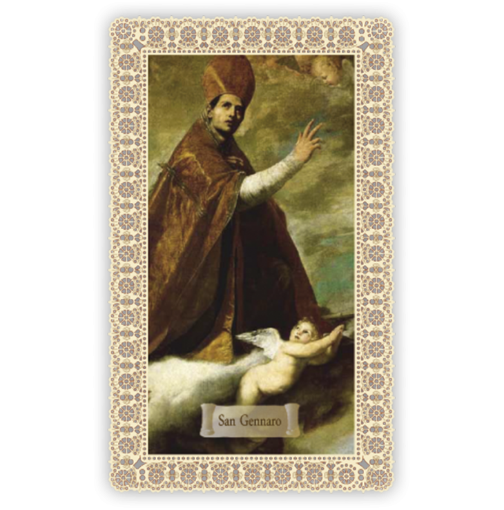 Officina D'Arte Torre　飾りレース紙ご絵　聖ジェナーロ　聖ヤリニウス　Saint Januarius　Gennaro　OAT89　イタリア語祈りカード　